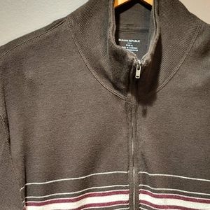 Banana Republic Mockneck Pullover Half Zip Brown Striped XL